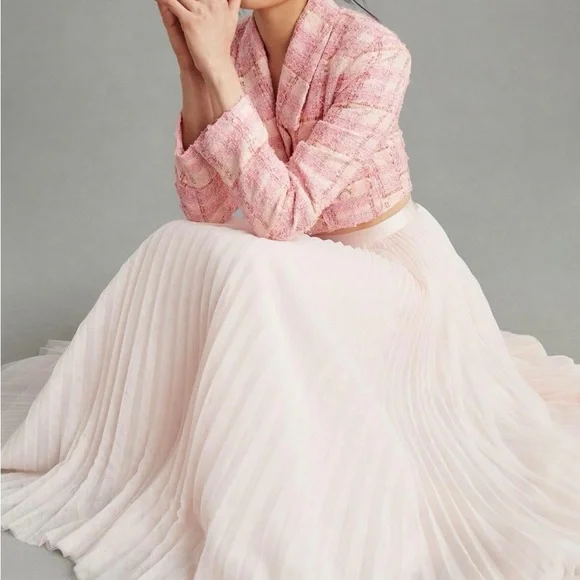 Anthropologie Hutch Pink Maxi Pleated A-Line Skirt - Picture 6 of 9